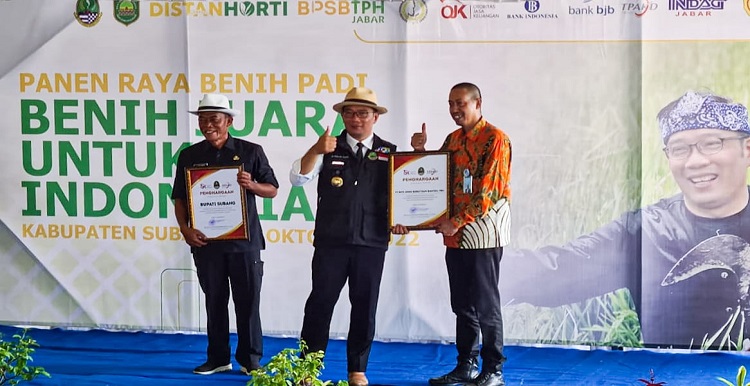 bank bjb meraih penghargaan dari Gubernur Jawa Barat Ridwan Kamil selaku Pembina Tim Percepatan Akses Keuangan Daerah (TPAKD) Jawa Barat atas dukungan dalam memfasilitasi akses keuangan kepada petani melalui pembiayaan sistem resi gudang. Penghargaan yang diraih bank bjb diserahkan secara langsung oleh Gubernur Jawa Barat dalam rangka optimalisasi S-SRG di Jawa Barat pada acara “Panen Raya Benih Padi” di Koperasi Tabur Benih Melati, Desa Bojong Tengah, Kecamatan Pusakajaya, Kabupaten Subang, Rabu 12 Oktober 2022. Kegiatan tersebut bertujuan untuk mendukung Jawa Barat sebagai Provinsi Juara Benih di Indonesia dengan tema “Benih Juara Untuk Indonesia Juara”. Hadir langsung dalam kesempatan tersebut Gubernur Jawa Barat Ridwan Kamil, Bupati Subang Ruhimat, Kepala OJK Kantor Regional 2 Jawa Barat Indarto Budiwitono, Kepala Dinas Tanaman Pangan dan Hortikultura Provinsi Jawa Barat Dadan Hidayat, Pemimpin Divisi Kredit UMKM bank bjb Denny Mulyadi, Ketua Asosiasi Perbenihan Tanaman Pangan Jawa Barat Otong Wiranta.