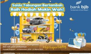 bank bjb meluncurkan program promosi menarik bertajuk "bjb Super Lucky," yang merupakan undian berhadiah sebagai bentuk apresiasi bagi nasabah perorangan yang berhasil meningkatkan saldo tabungan. Program ini dirancang khusus untuk memberikan kesempatan kepada nasabah dalam meraih berbagai hadiah menarik dengan meningkatkan saldo rata-rata tabungan mereka. Hadiah yang ditawarkan dalam program ini juga sangat menggiurkan. Nasabah memiliki kesempatan untuk memenangkan hadiah berupa 7 unit mobil listrik, tiga puluh unit sepeda motor matic, serta logam mulia dengan berat bervariasi. Hadiah-hadiah ini tentunya akan memacu semangat nasabah untuk meningkatkan saldo tabungan mereka.